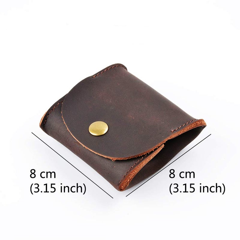 Juland Rustic Leather Moon Pocket Coin Case Genuine Leather Squeeze Coin Purse Pouch Change Holder Tray Purse Wallet for Men & Women - Dark Brown - Image 5